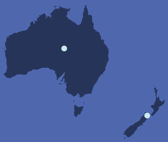Map showing Watch Manager presence in Australia and New Zealand
